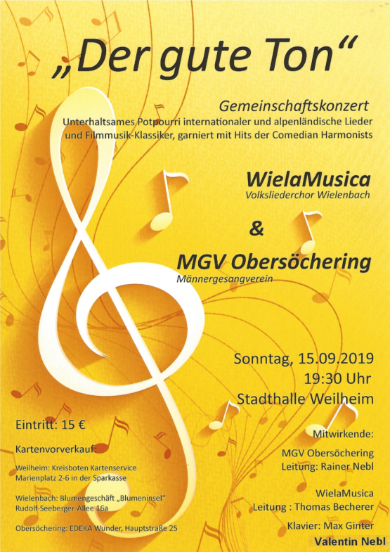 mgv obersöchering, Wielamusica, Plakat Konzert Weilheim, 2019